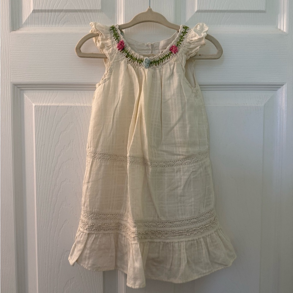 Old Navy Cream Dress with Floral Accents